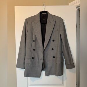 Massimo Dutti Gray Double-Breasted Blazer women’s